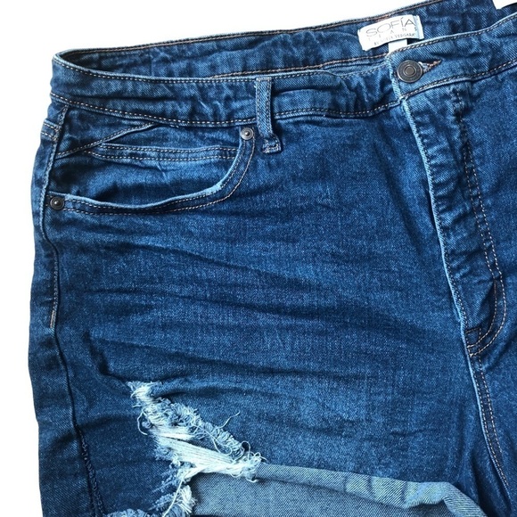 Sofia Vergara Jeans Chi Stretch High Rise Shortie Shorts Sz 20 Distressed - Picture 4 of 7